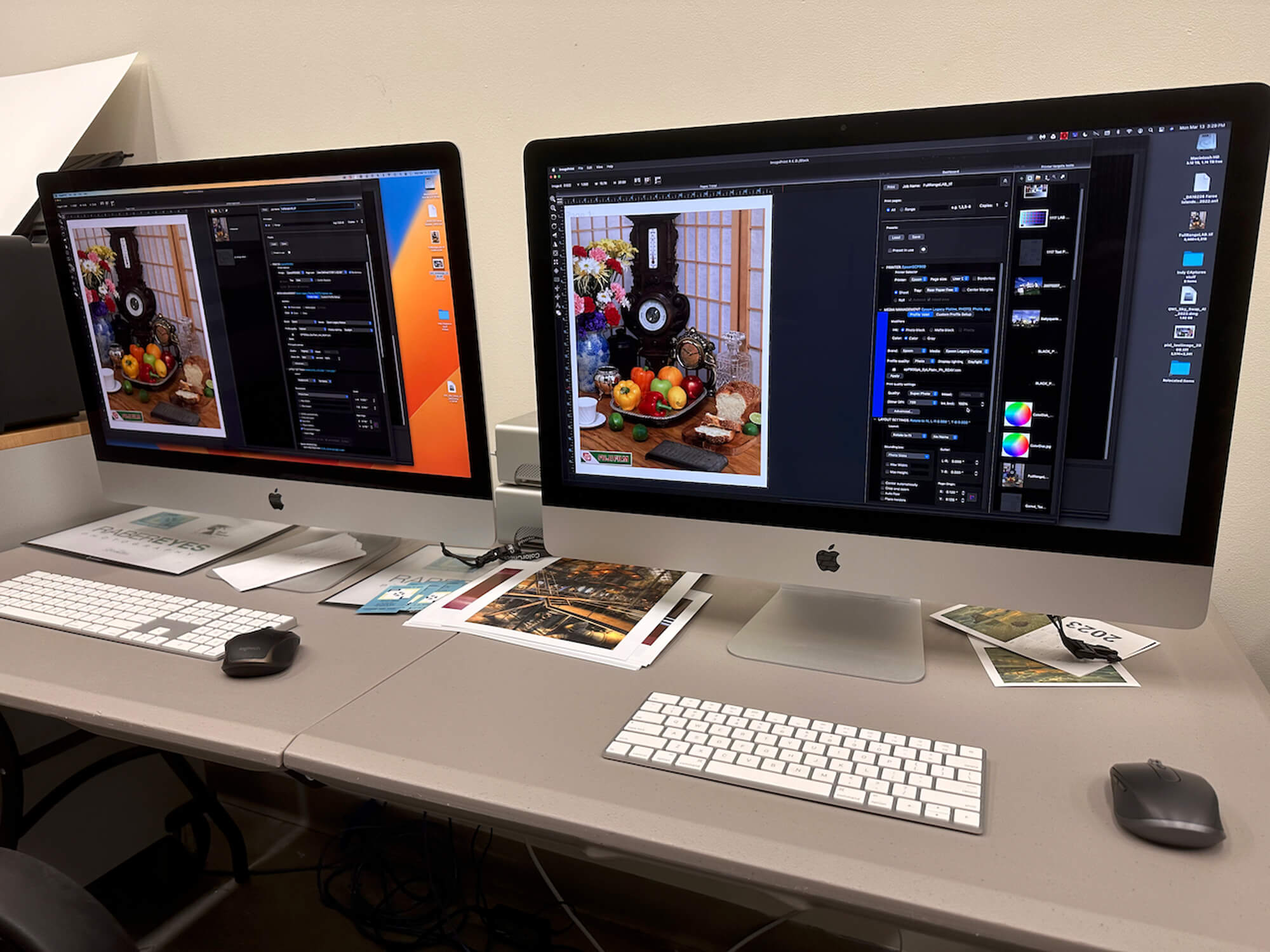 These two iMacs will be driving the Canon and Epson printers. We will be able to be printing to two different machines at the same time.